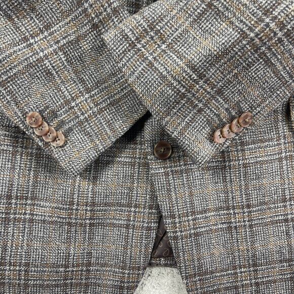 Joseph Abboud Blazer Jacket Mens 50L Brown Gray Plaid Wool Single Breasted - Picture 6 of 16